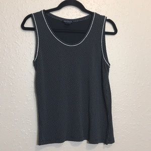 Ann Taylor Navy polka dot sleeveless Shirt Sz M